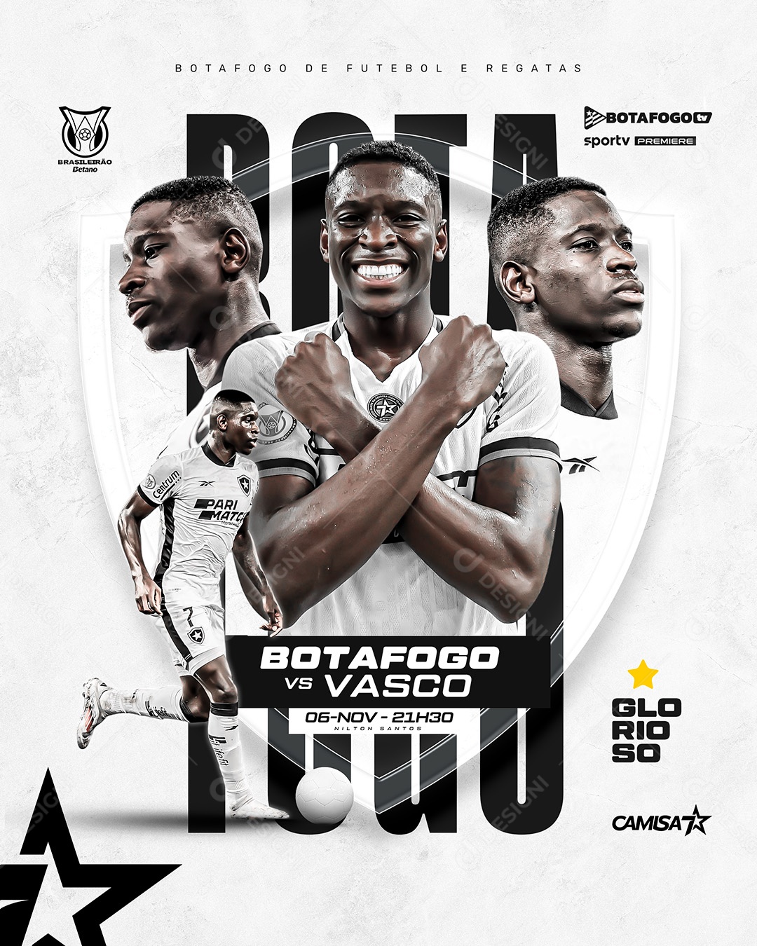 Brasileirão Botafogo vs Vasco Social Media PSD Editável