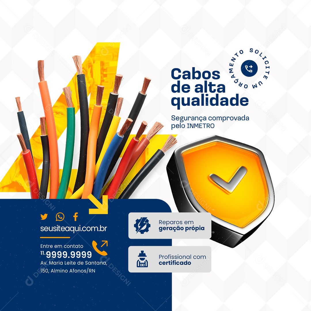 Eletricista Cabos de Alta Qualidade Social Media PSD Editável
