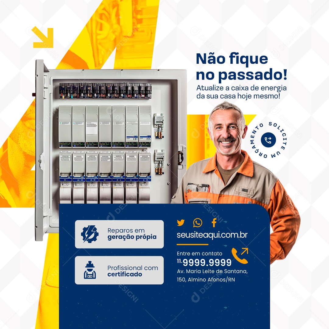 Eletricista Não Fique no Passado Social Media PSD Editável