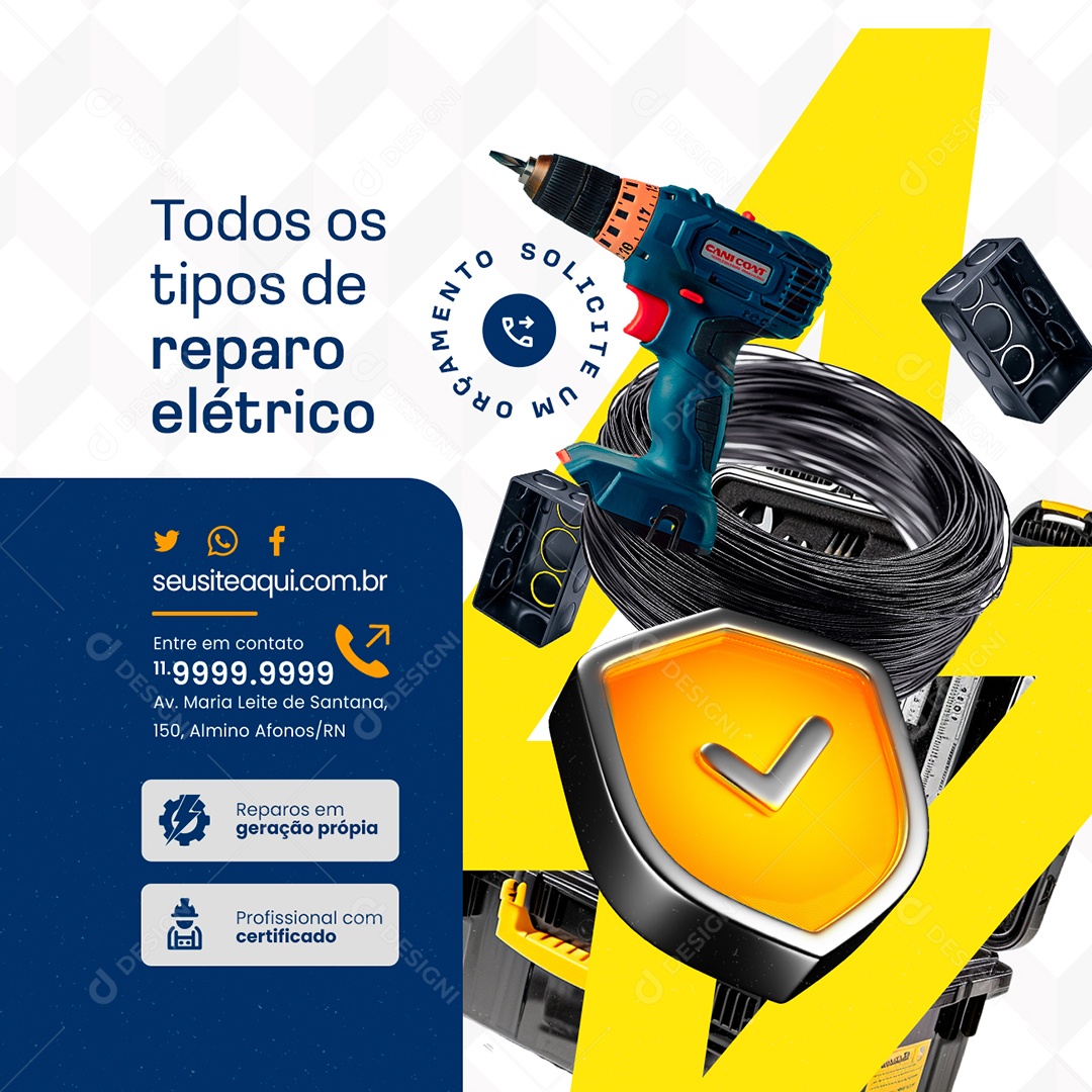 Social Media Electrician All Types of Electric Repair PSD Editable