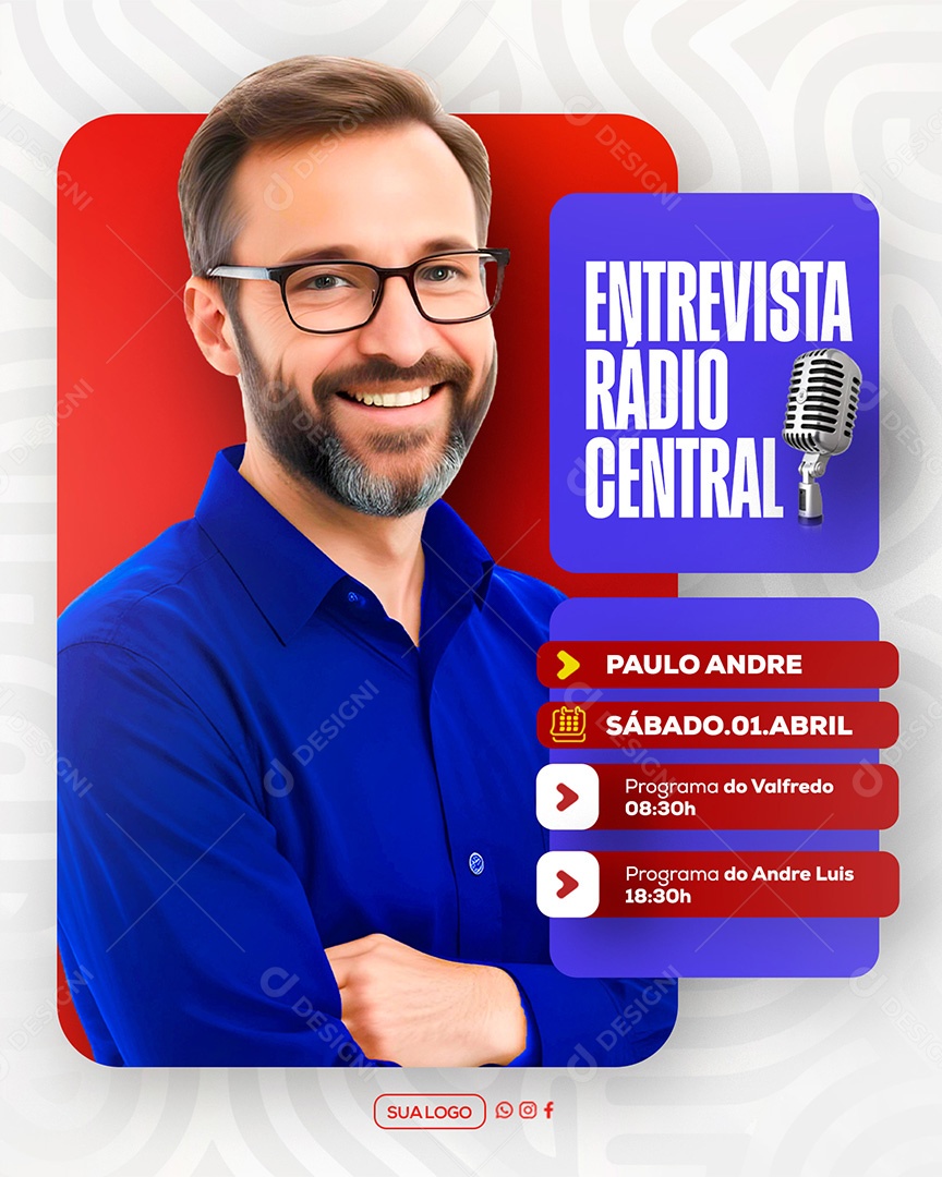 Entrevista Rádio Social Media PSD Editável