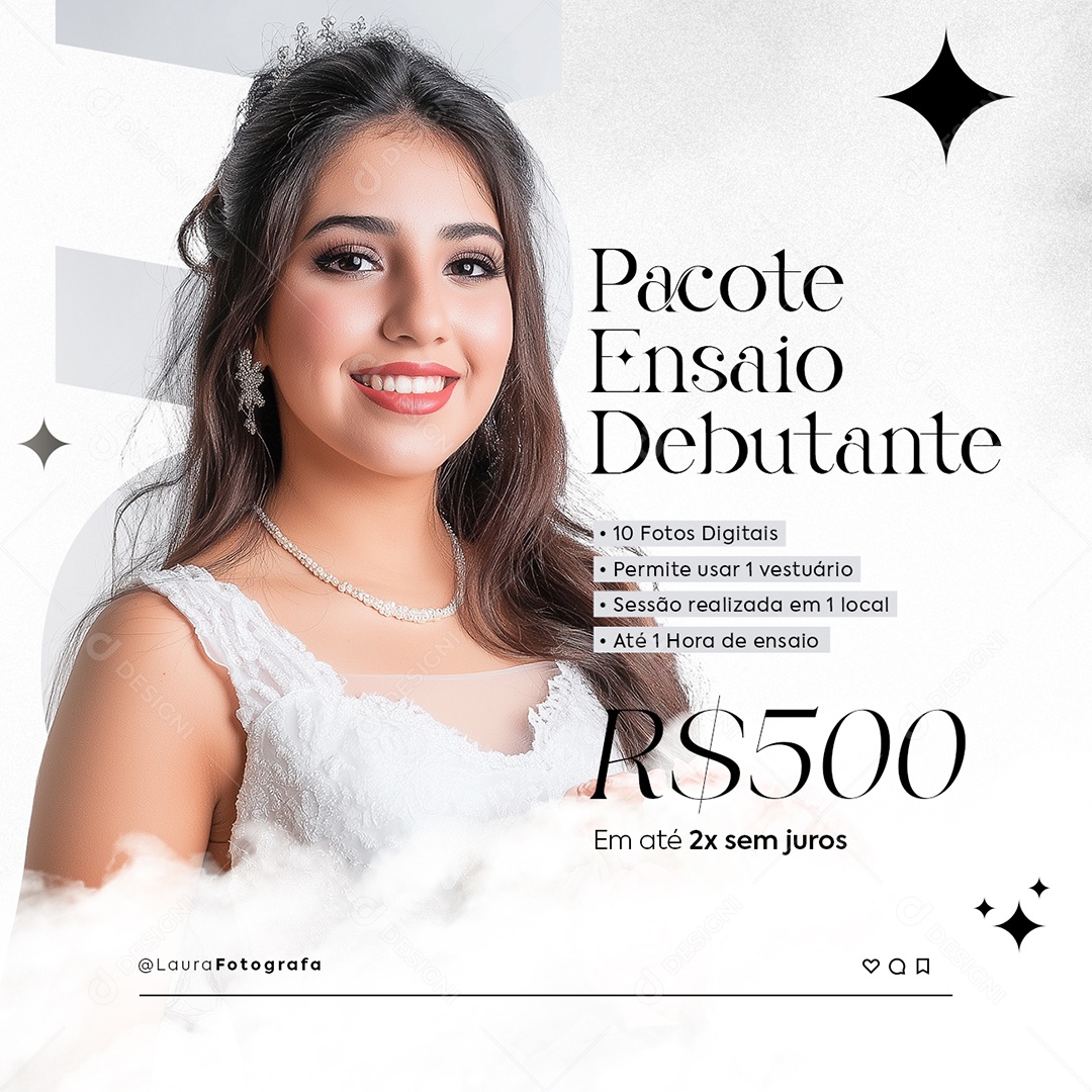 Orçamento Fotografia Pacote Ensaio Debutante Social Media PSD Editável