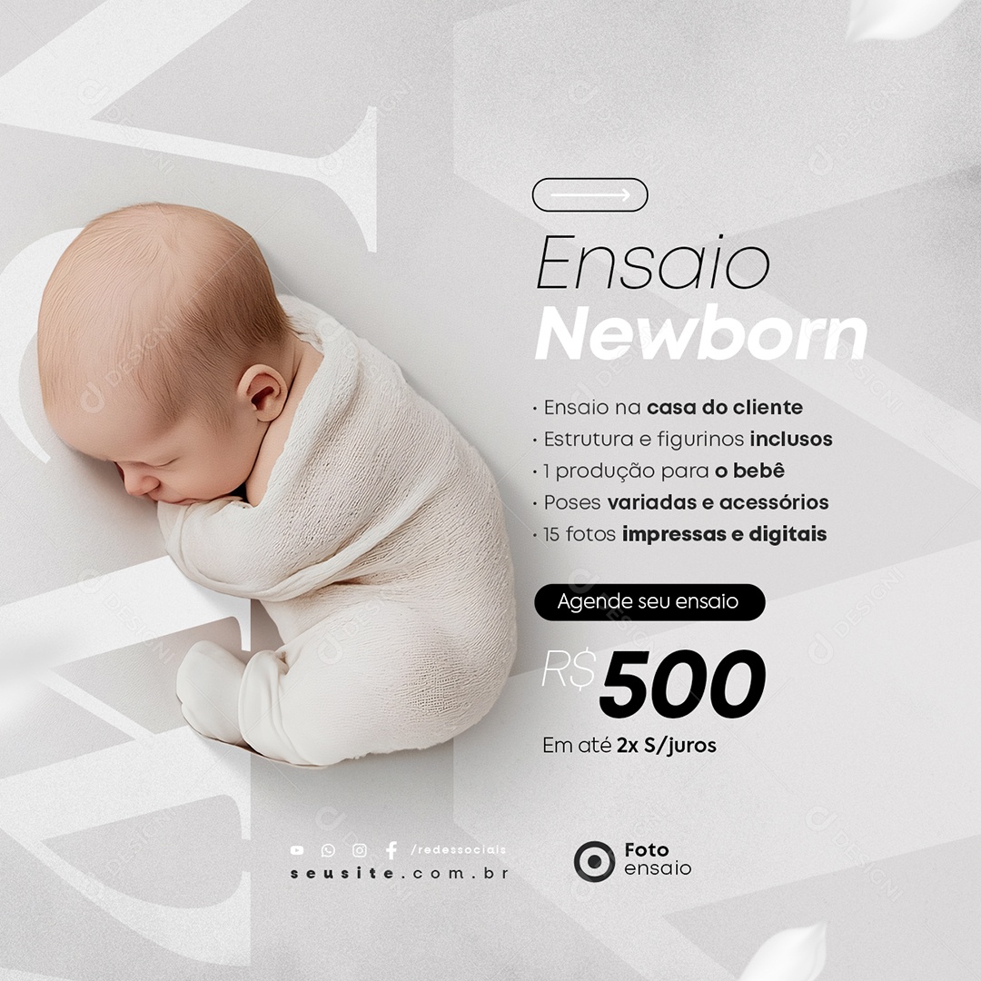 Orçamento Fotografia Ensaio Newborn Social Media PSD Editável
