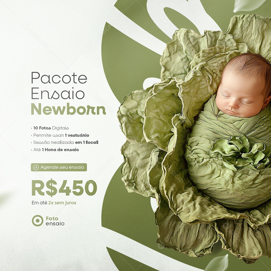 Orçamento Fotografia Pacote Ensaio Newborn Social Media PSD Editável