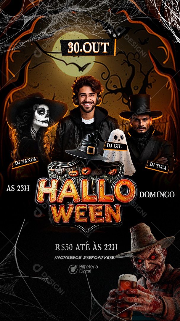 Story Flyer Shows Halloween Social Media PSD Editável