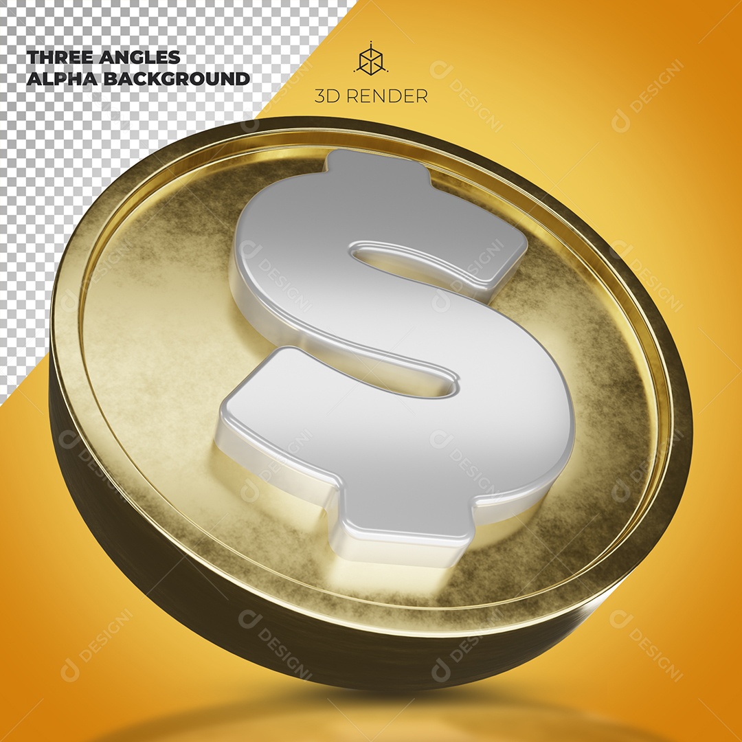 Ícone Cifrão Elemento 3D Para Composição PSD