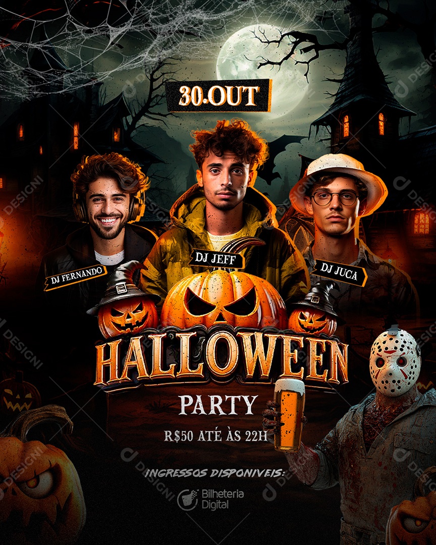 Flyer Shows Halloween Social Media PSD Editável