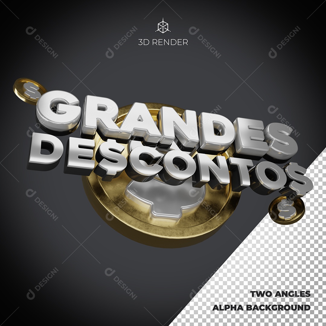 Grandes Descontos Selo 3D para Composição PNG Transparente