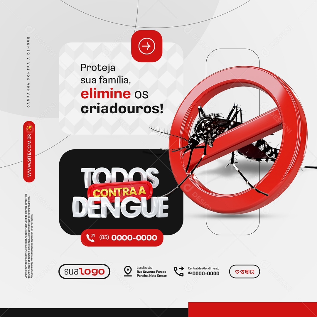 Dengue Proteja sua Família Elimine os Criadouros Social Media PSD Editável