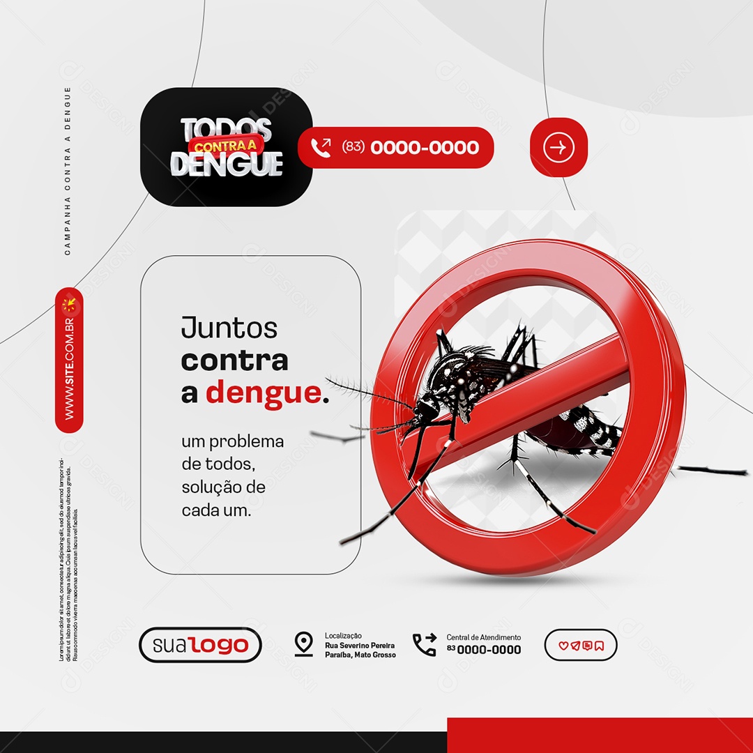 Dengue Todos Contra a Dengue Social Media PSD Editável