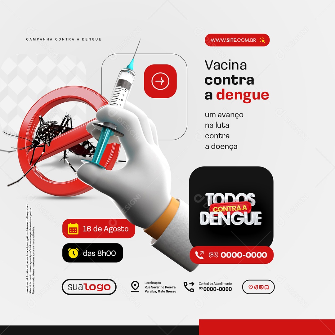 Dengue Vacina Contra a Dengue Social Media PSD Editável