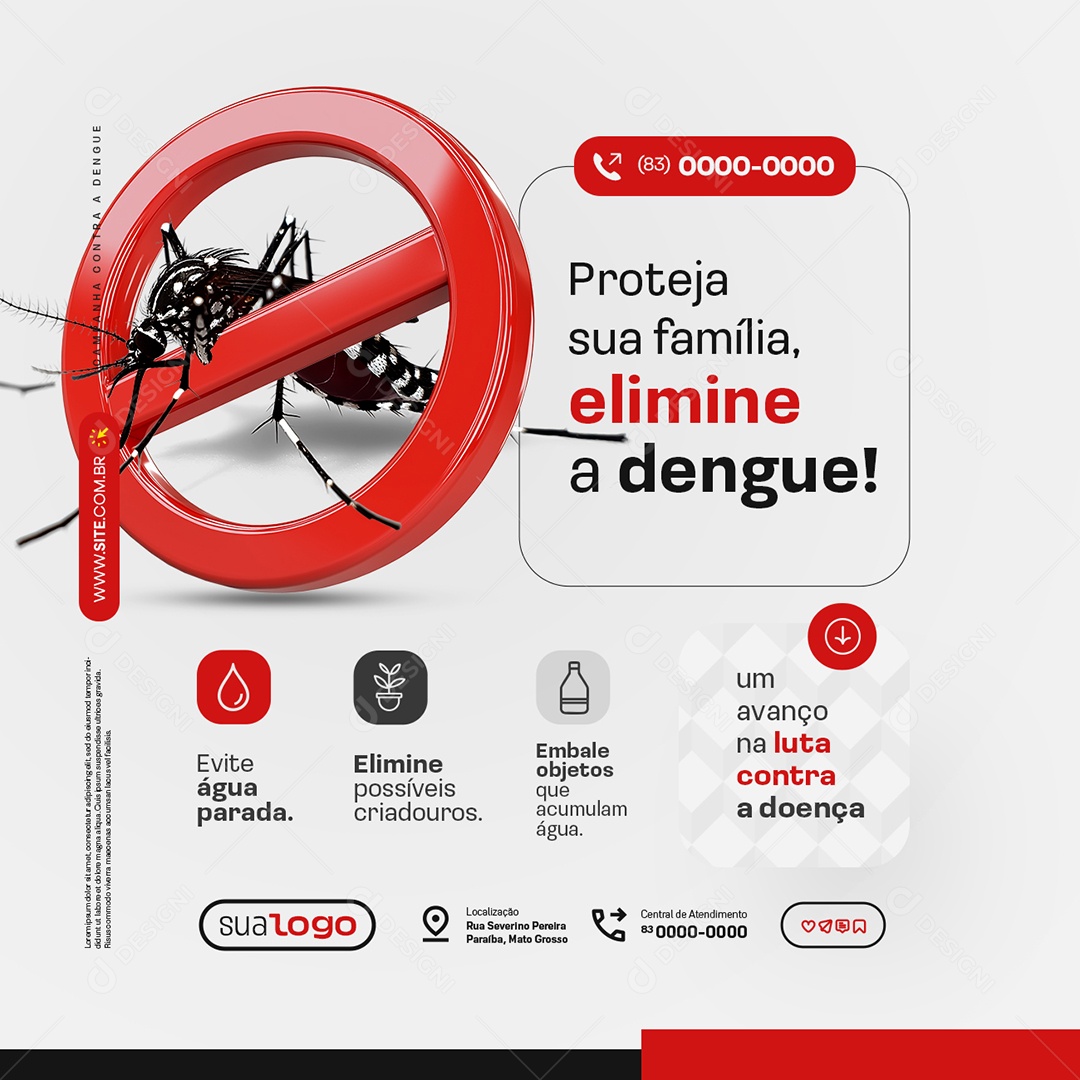 Dengue Proteja sua Família Elimine a Dengue Social Media PSD Editável