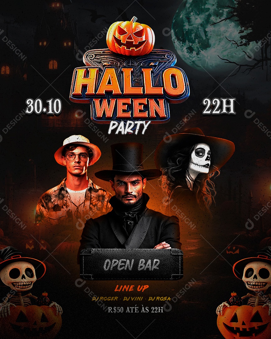 Flyer Shows Halloween Social Media PSD Editável