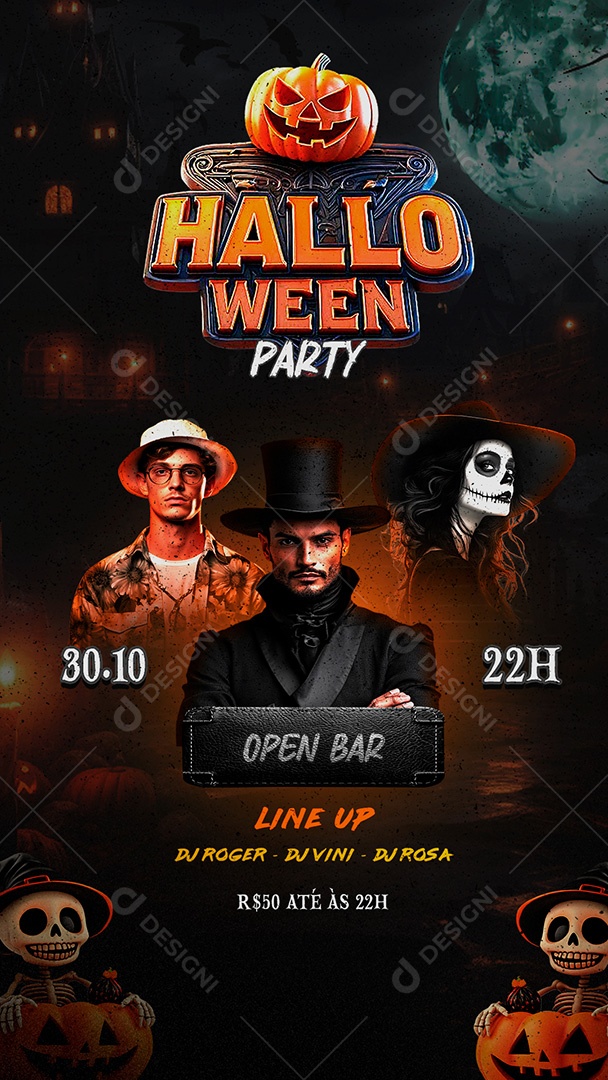 Flyer Shows Halloween Social Media PSD Editável