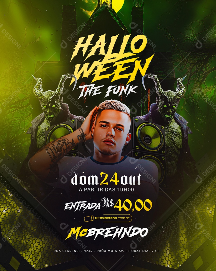 Flyer Halloween The Funk Social Media PSD Editável