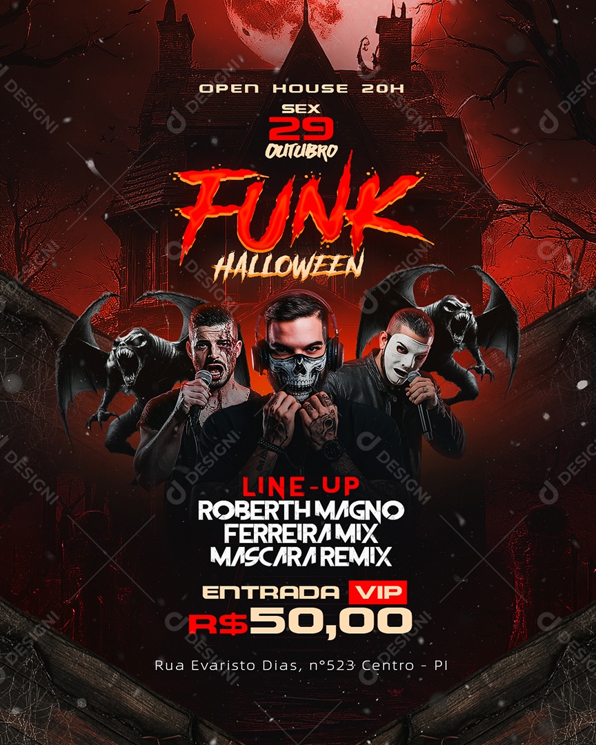 Flyer Funk Halloween Social Media PSD Editável
