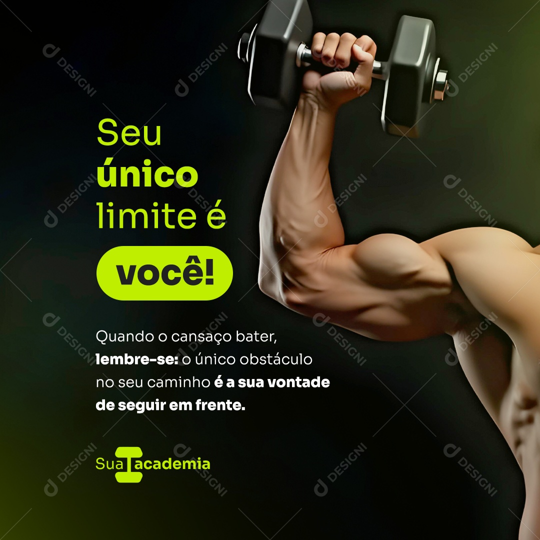 Academia Seu Unico Limiteé Você Social Media PSD Editável