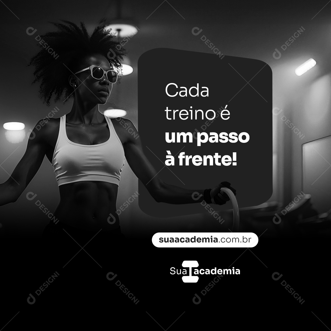 Academia Cada Treino É Um Passo Á Frente Social Media PSD Editável