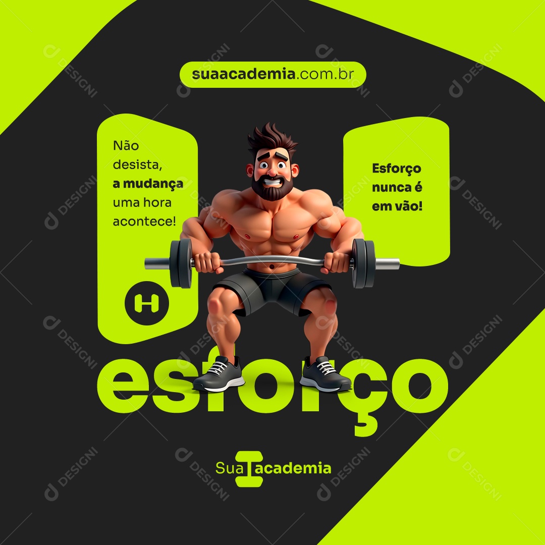 Academia O Esforço Nuca Em Vão Social Media PSD Editável