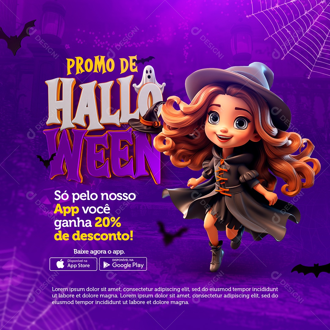 Supermercado Promo de Halloween Social Media PSD Editável