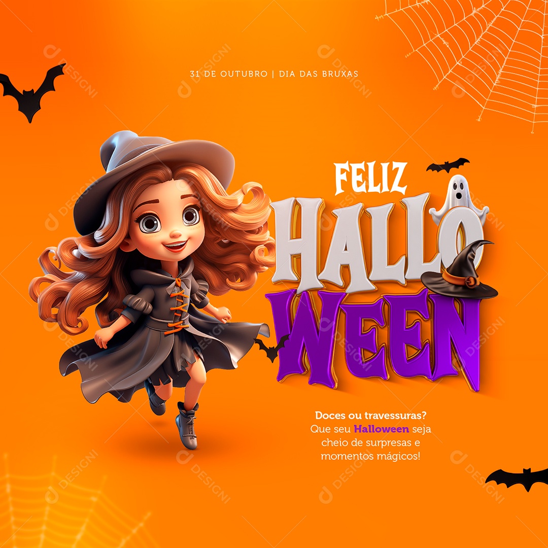 Dia das Bruxas 31 de Outubro Social Media PSD Editável