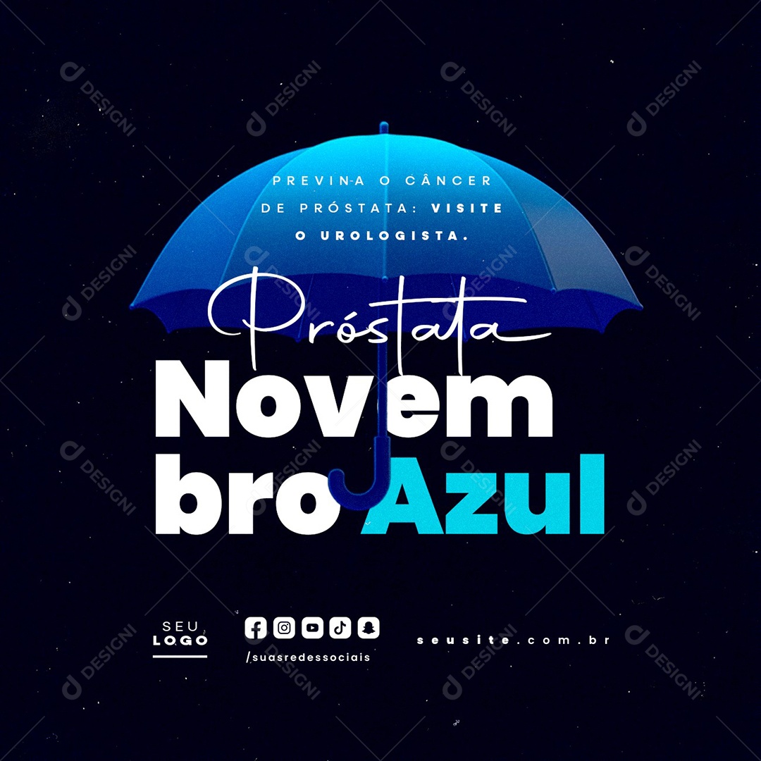 Novembro Azul Previna o Câncer de Próstata Social Media PSD Editável