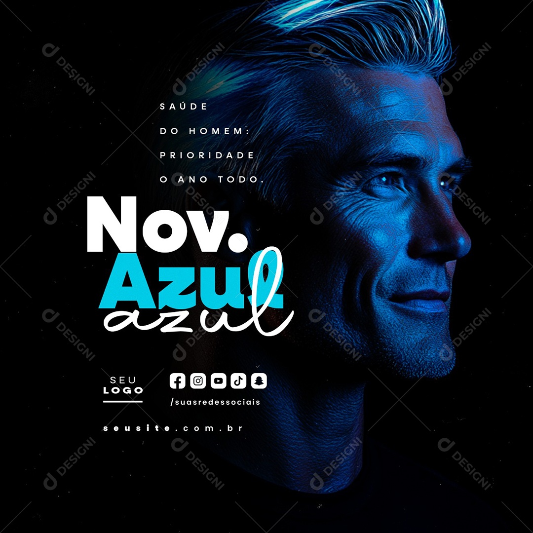 Novembro Azul Saúde do Homem Social Media PSD Editável