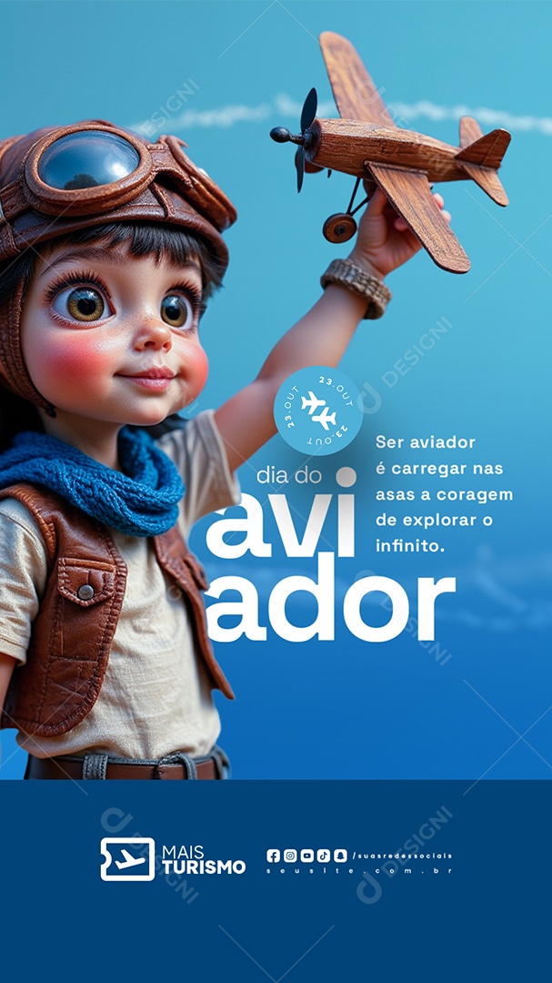 Story Social Media Dia do Aviador 23 de Outubro PSD Editável