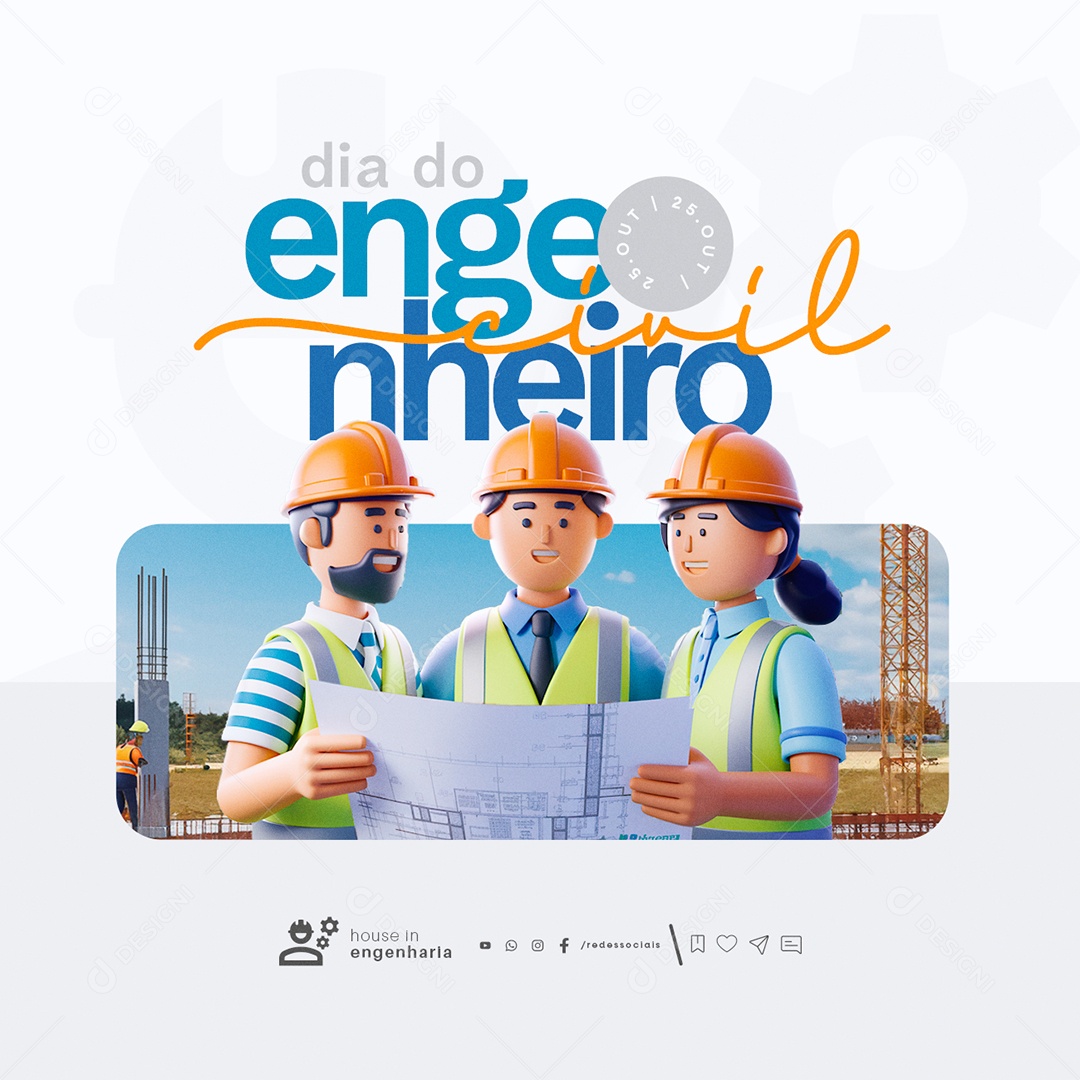 Dia do Engenheiro Civil 25 de Outubro Social Media PSD Editável