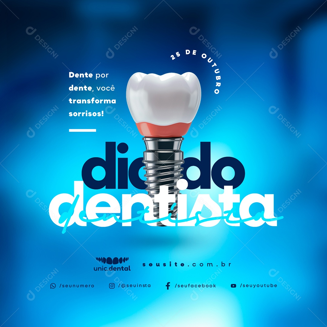 Dia do Dentista 25 de Outubro Dente por Dente Social Media PSD Editável