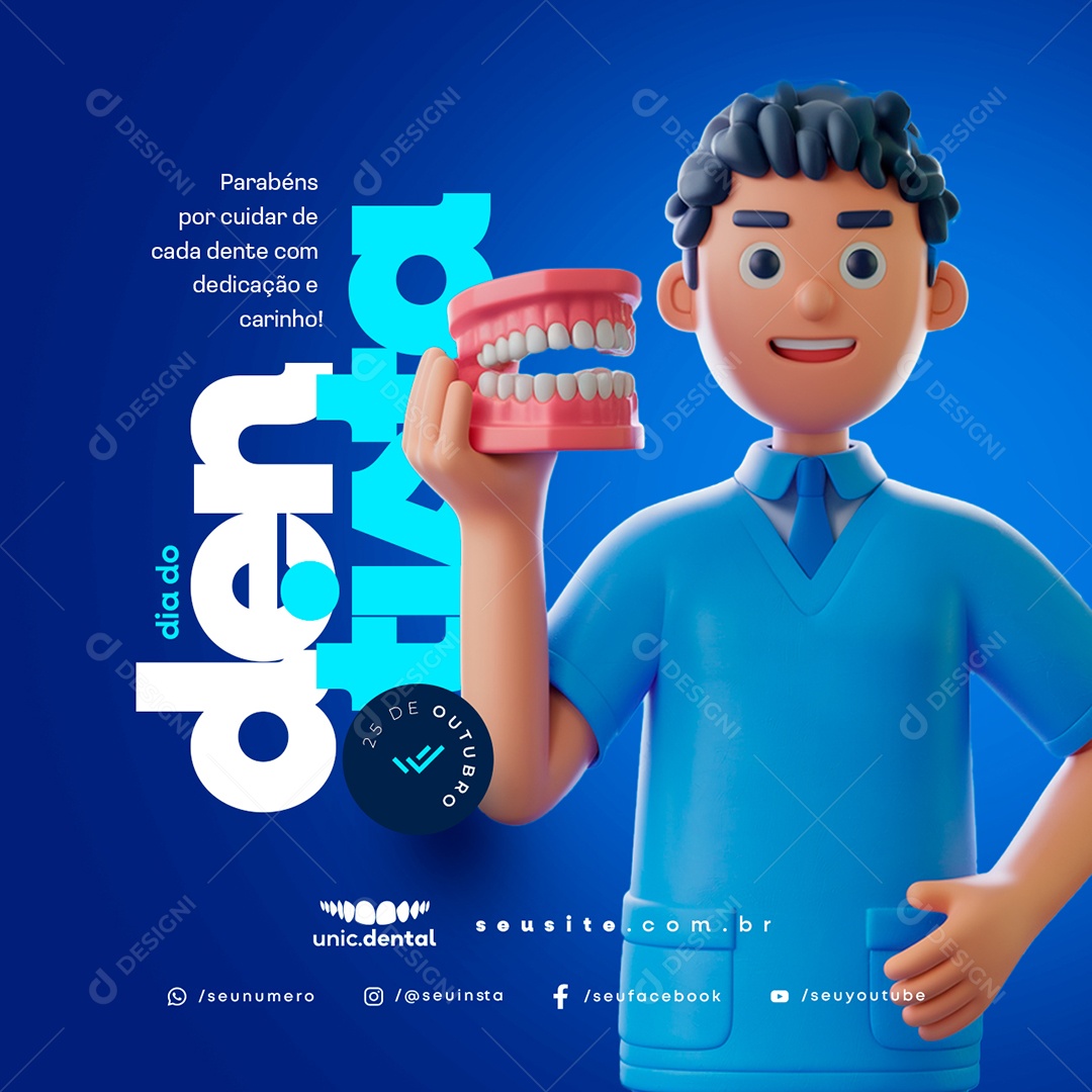 Dia do Dentista 25 de Outubro Parabéns Social Media PSD Editável