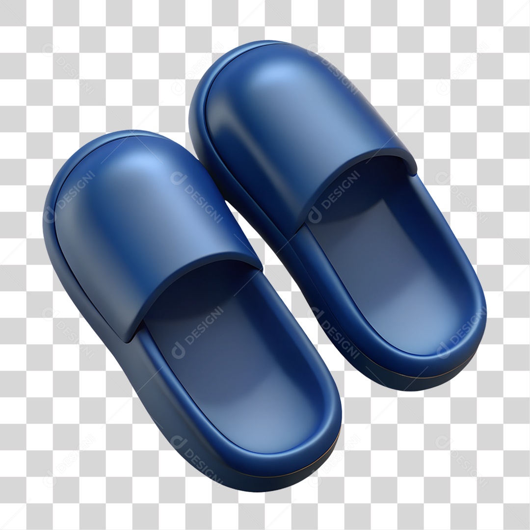 Par de Pantufas Azul Elemento 3D para Composição PNG Transparente