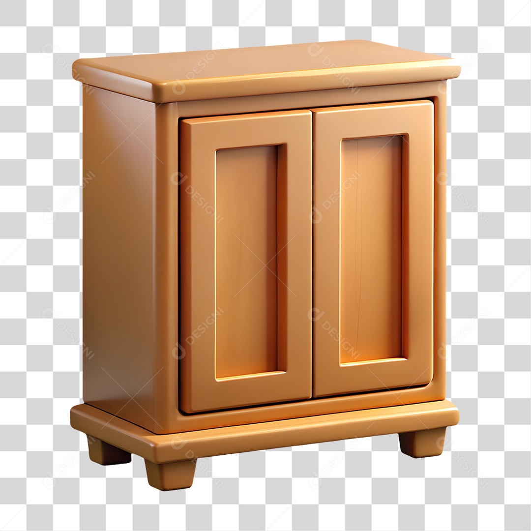 Armário de Madeira Elemento 3D para Composição PNG Transparente