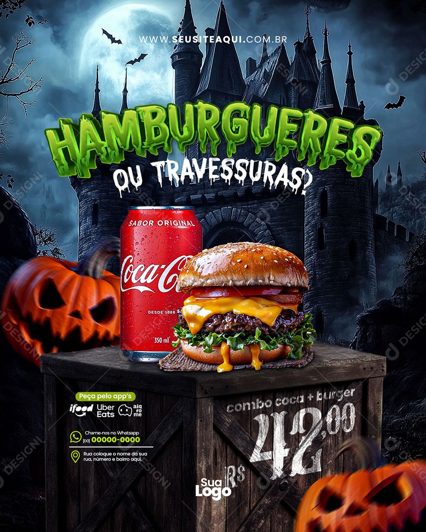 Hamburgueres ou Travessuras Social Media PSD Editável