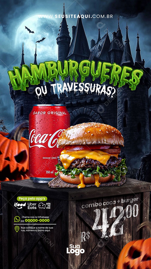 Story Hamburgueres ou Travessuras Social Media PSD Editável