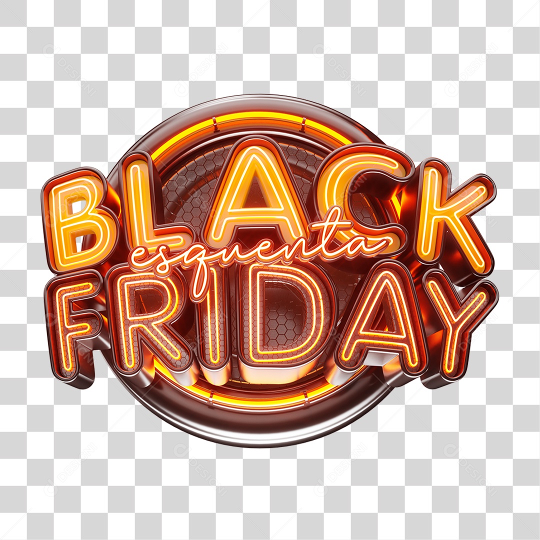 Selo 3D Black Friday para Composição PNG Transparente