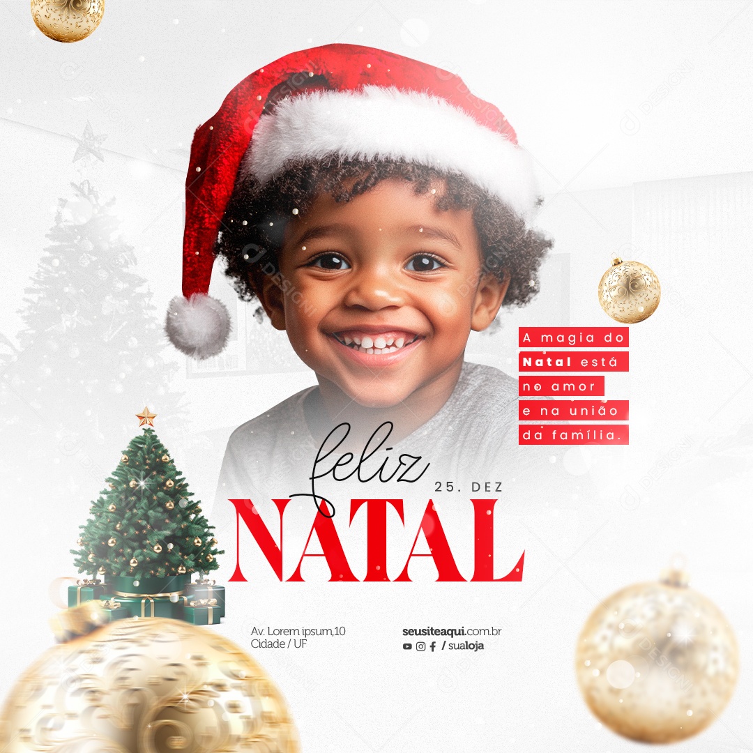 Feliz Natal 25 de Dezembro a Magia do Natal Social Media PSD Editável