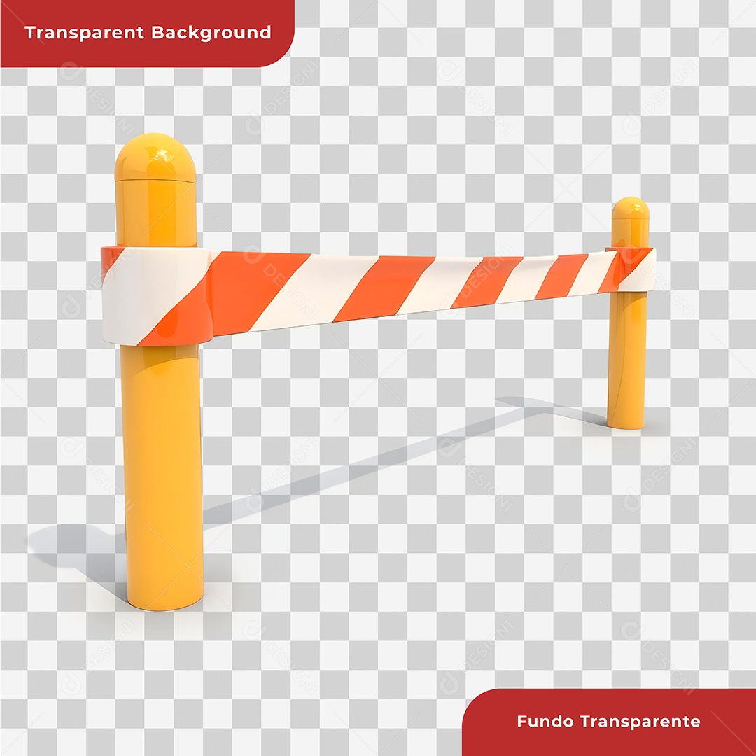 Barreira Rodoviária Sob o Símbolo de Construção.Elemento 3D Para Composição PSD