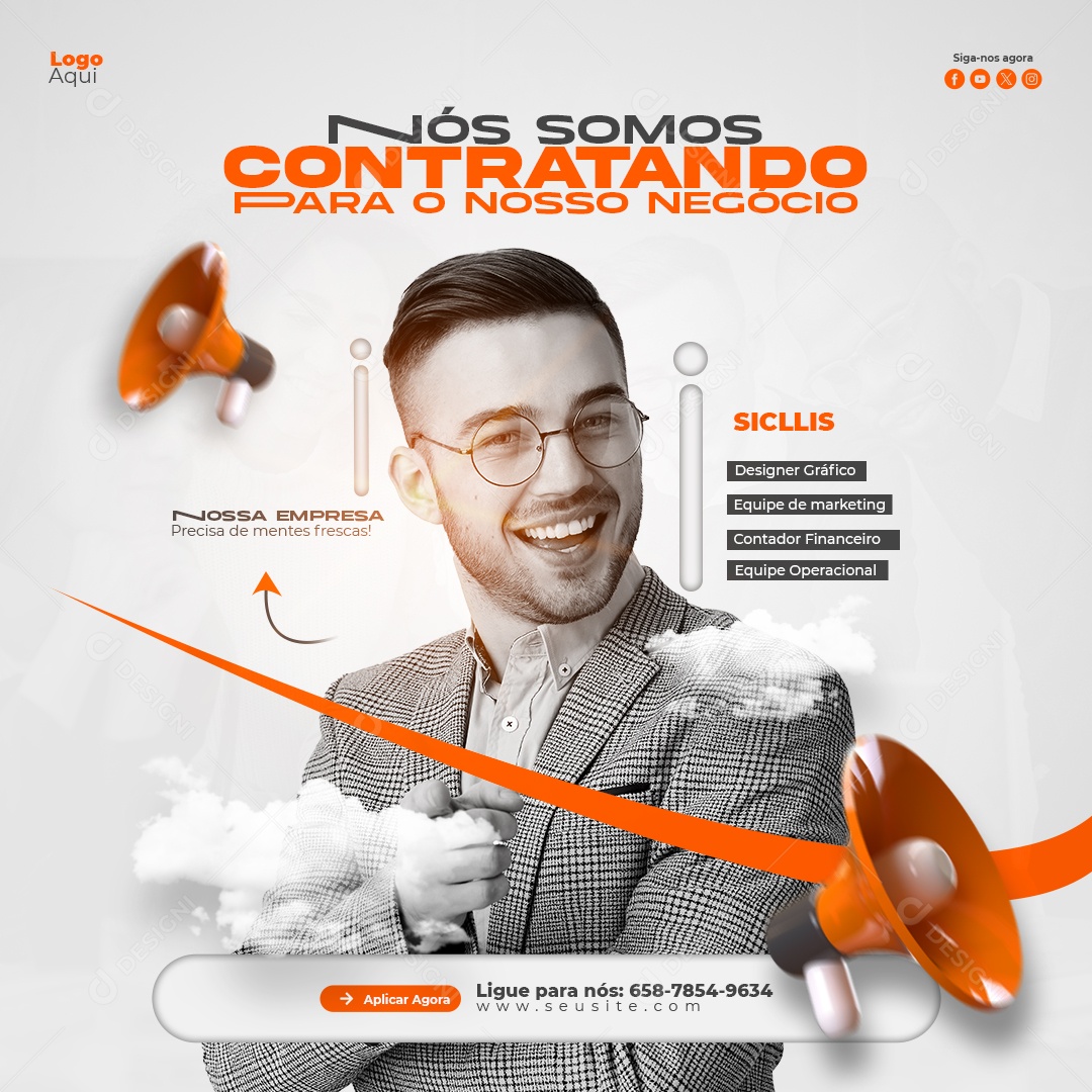 Nós Estamos Contratando Social Media PSD Editável
