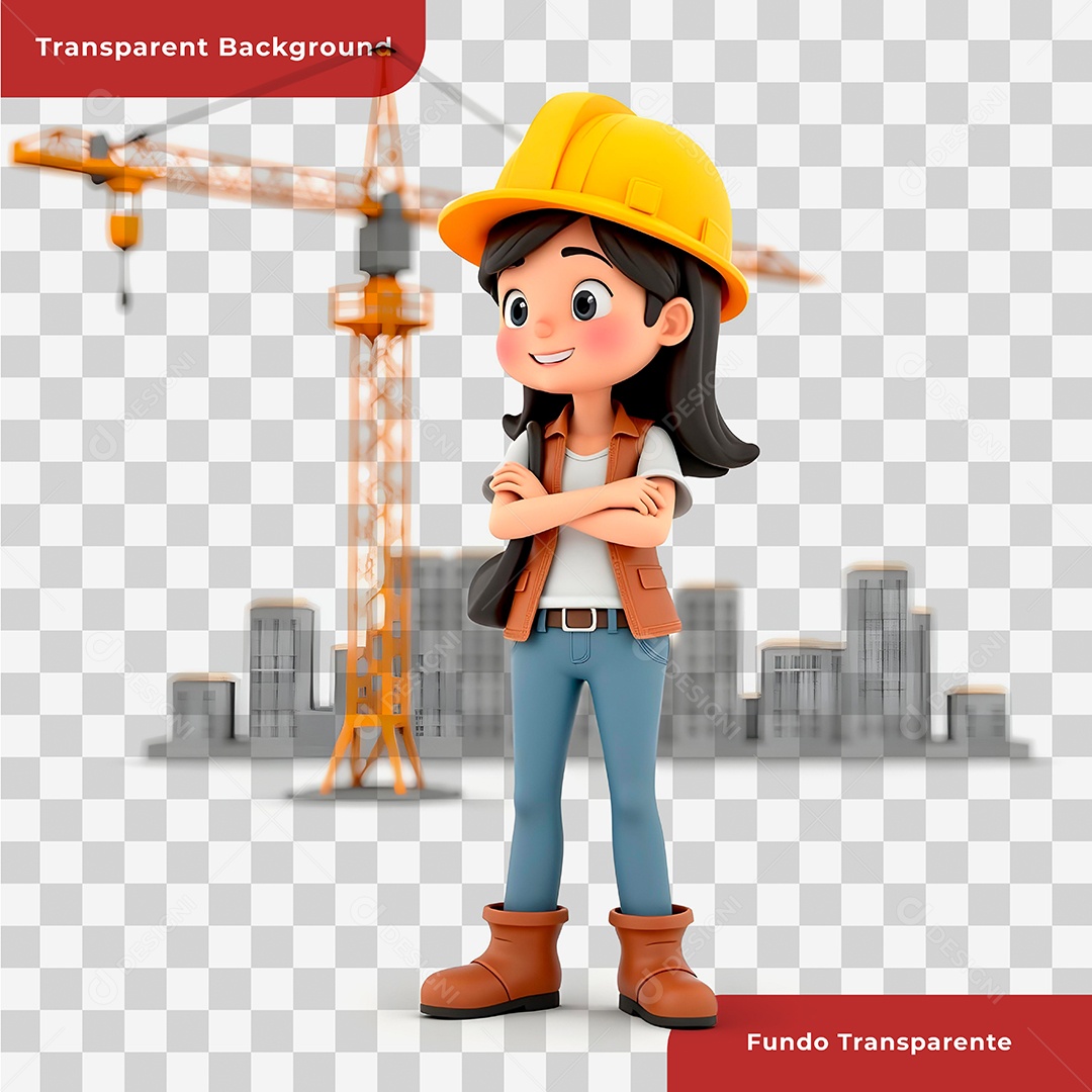 Personagem 3D Construtora Para Composição PSD