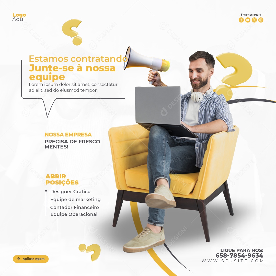 Nós Estamos Contratando Social Media PSD Editável