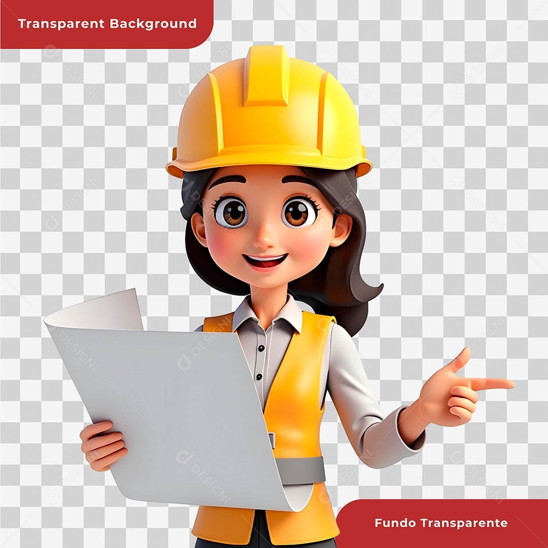 Personagem 3D Construtora Para Composição PSD