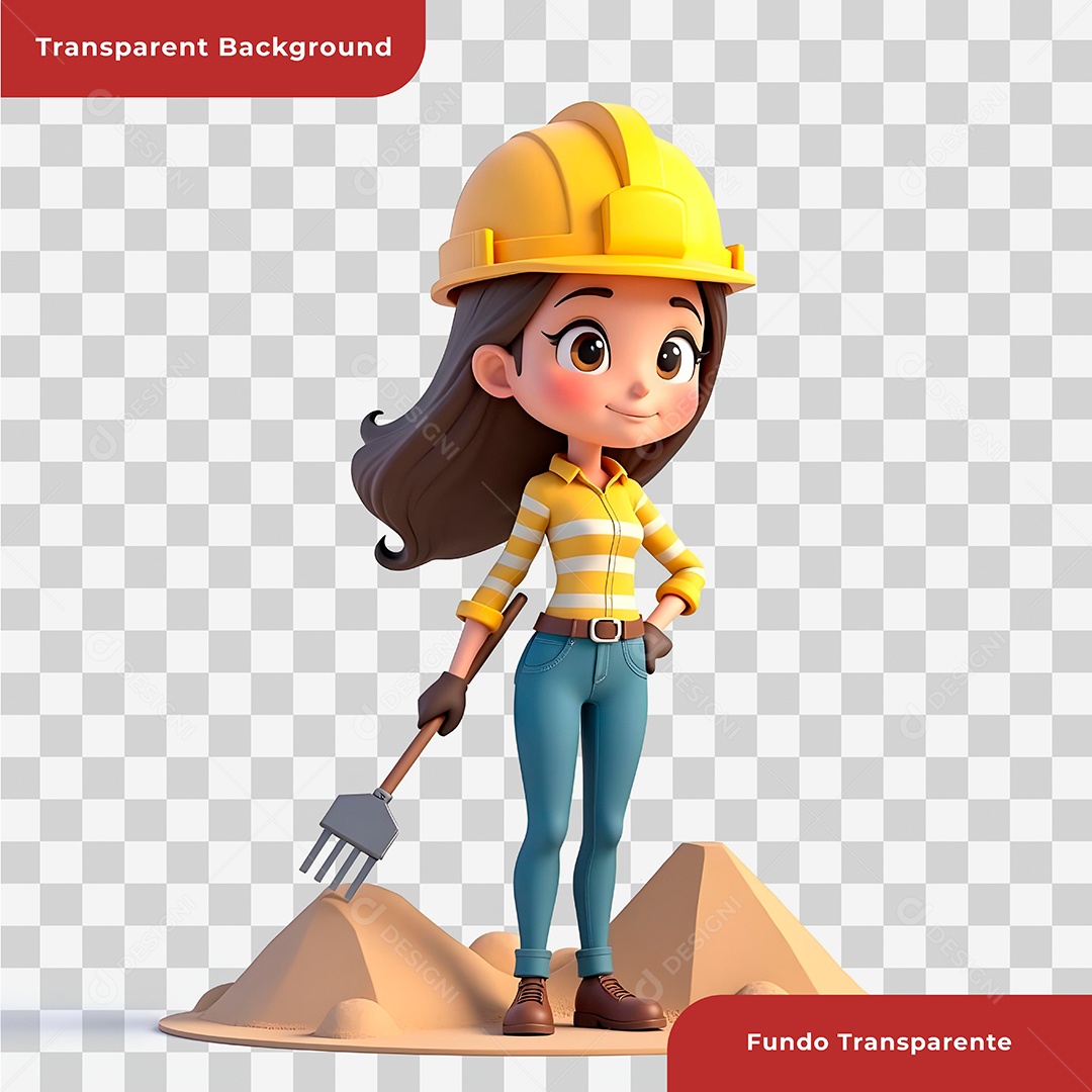 Personagem 3D Construtora Para Composição PSD