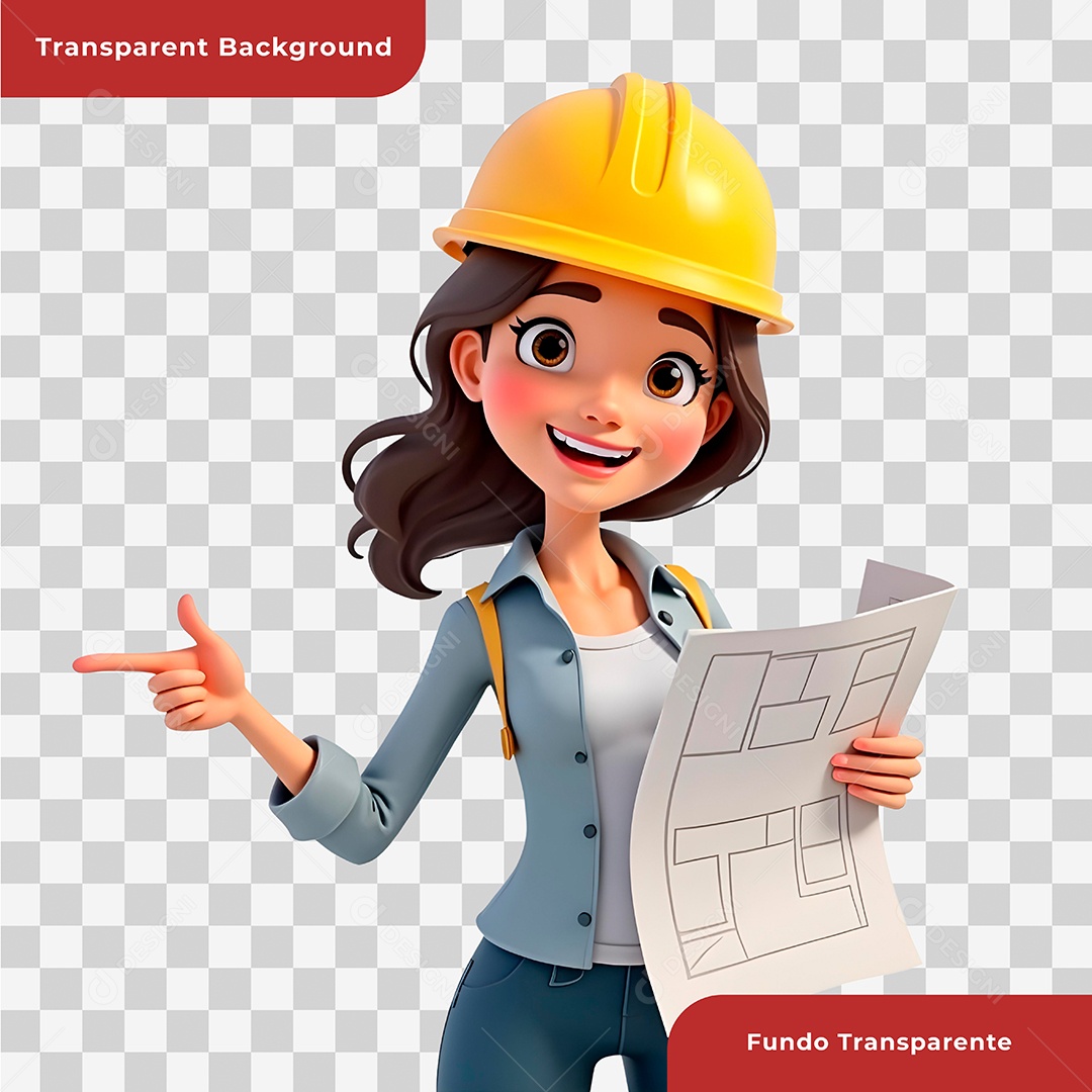 Personagem 3D Construtora Para Composição PSD