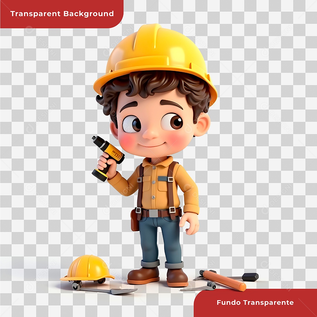Personagem 3D Construtor Para Composição PSD