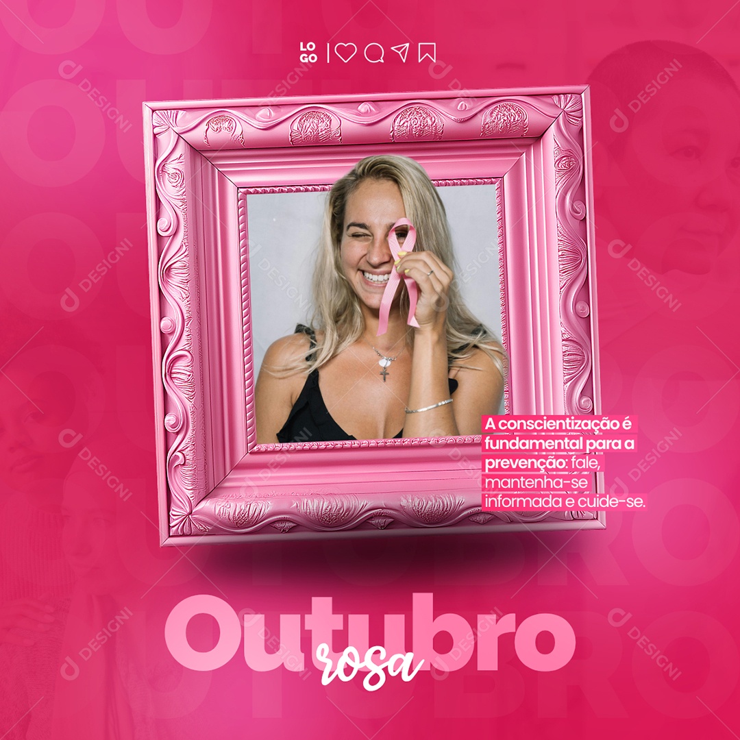 Outubro Rosa Mês de Prevenção ao Câncer de Mama Social Media PSD Editável