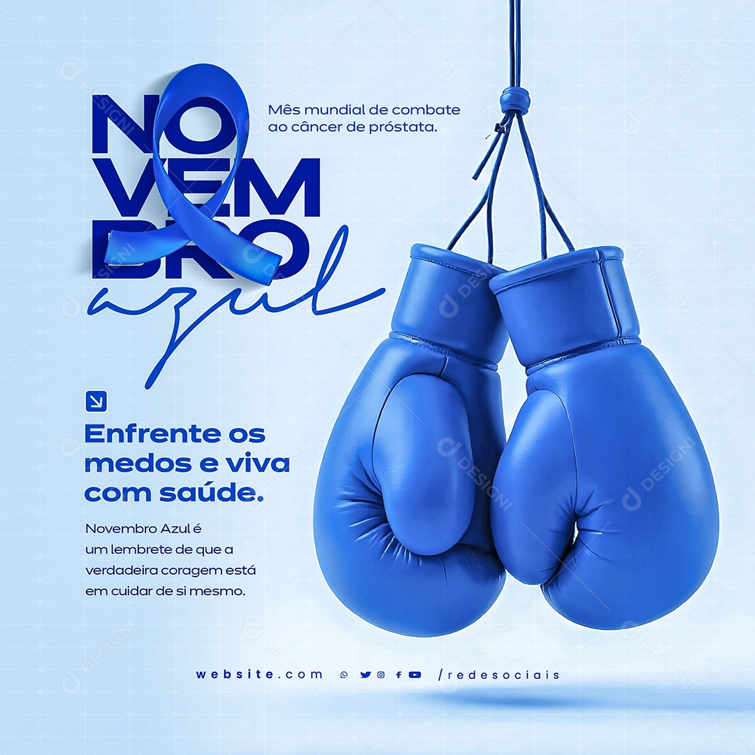 Novembro Azul Mês da Prevenção Contra o Câncer de Próstata Social Media PSD Editável