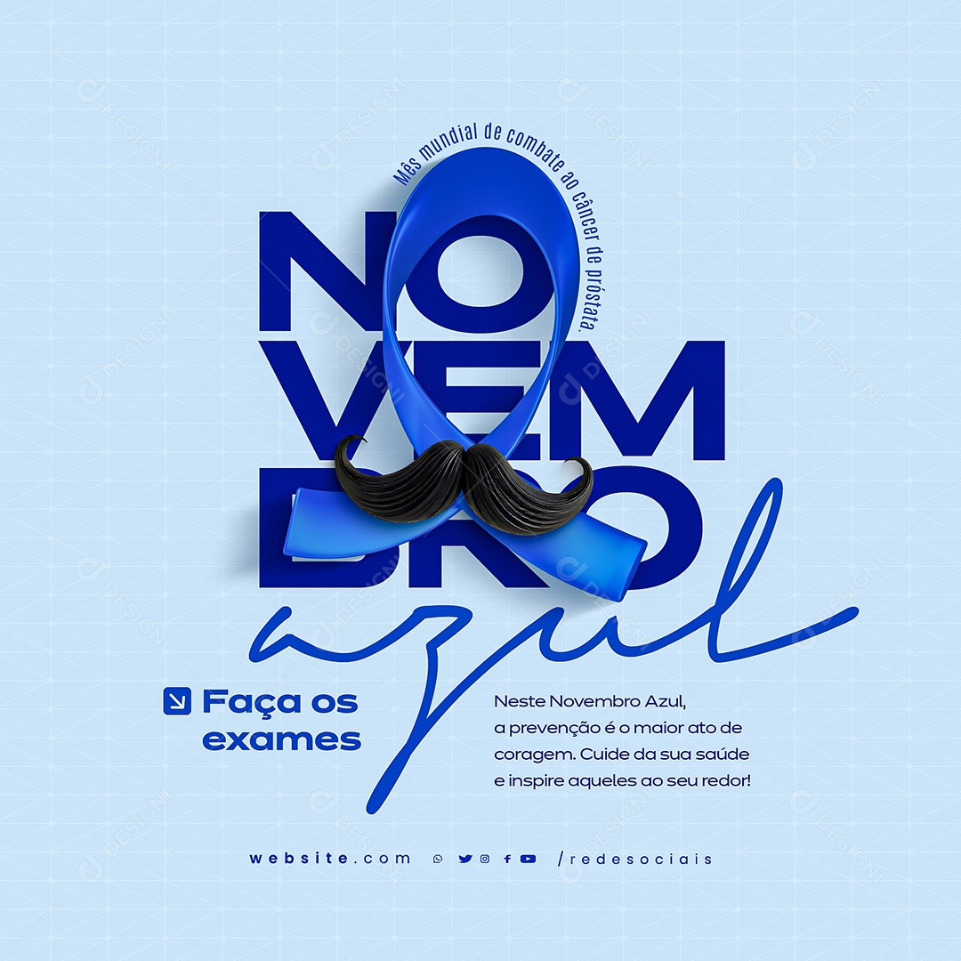 Novembro Azul Mês da Prevenção Contra o Câncer de Próstata Social Media PSD Editável
