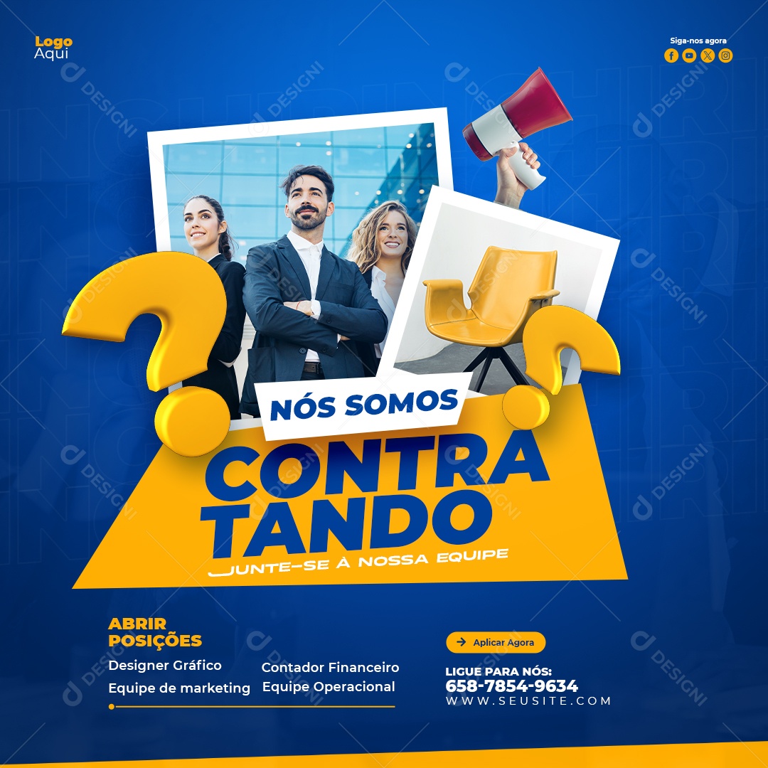 Nós Estamos Contratando Social Media PSD Editável