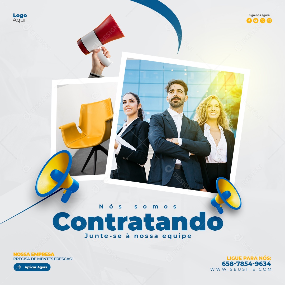 Vaga de Emprego Temos Vagas Vendedor Social Media PSD Editável